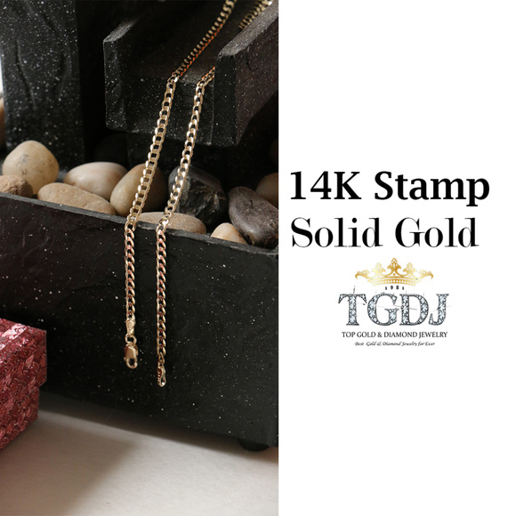 14k Solid Gold Cuban Curb Link Chain 3.6mm 20" - Picture 2 of 5